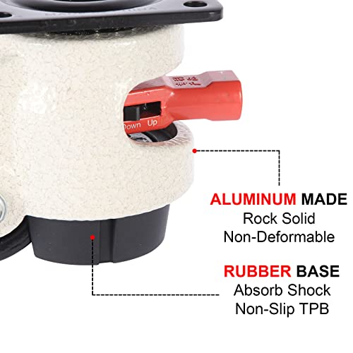 Wbd Weibida Leveling Casters Set Of 4 With Adjustable Ratchet Handle Design, 360 Degree Swivel Castors, Heavy Duty Retractable Caster For Workbench, Machine, Equipment, Total Capacity 2200 Lbs #TOP2