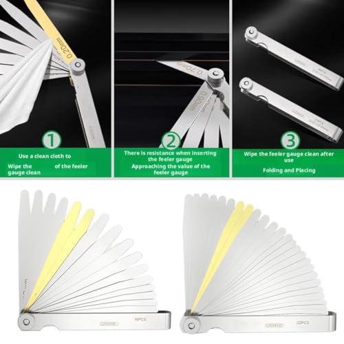 Stainless Steel Feeler Gauge Dual Marked Metric and Imperial Measuring Tool, Blades Steel Feeler Gauge Tapered Feeler Gauge Set, for Measuring Gap Widths and Thicknesses (16PCS) - Thumbnail 6