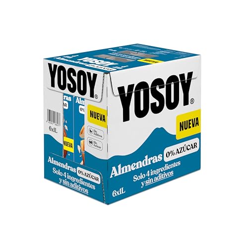 Yosoy Bebida Vegetal de Almendras 0%, Pack de 6 x 1L
