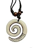 Fashion New Zealand Maori Tribal Style Symbolic Spiral Fish Hook Mascot Amulet Pendant Necklace with Adjustable Cotton Cord