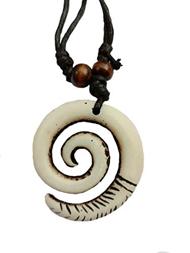 Fashion New Zealand Maori Tribal Style Symbolic Spiral Fish Hook Mascot Amulet Pendant Necklace with Adjustable Cotton Cord