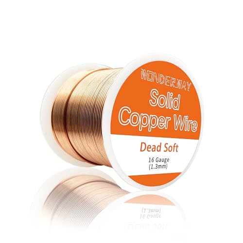 ​99.9% Solid Bare Copper Wire for Gardening, Boost Plant Growth & Soil Health, 122Ft /1lb Spool by Wonderway​(16 Gauge/1.3mm, 16oz)