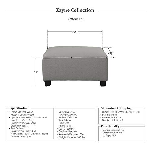 Lexicon Zayne Modular Unit, Ottoman, Gray #TOP2