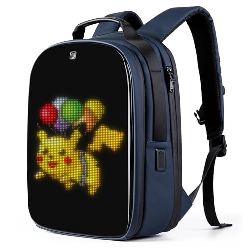 Image of Gelrova LuminaPack X1 LED Backpack with Customizable Display, Expandable 20L to 25L, 15.6 Inch Laptop Compartment, Anti-Theft Design, Lightweight Hard Shell for Travel