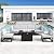 LayinSun Large Aluminum Patio Furniture Set with Fire Pit Table, 7 Pieces Modern Outdoor Conversation Set Sectional Metal Sofa Set with Olefin Cushion
