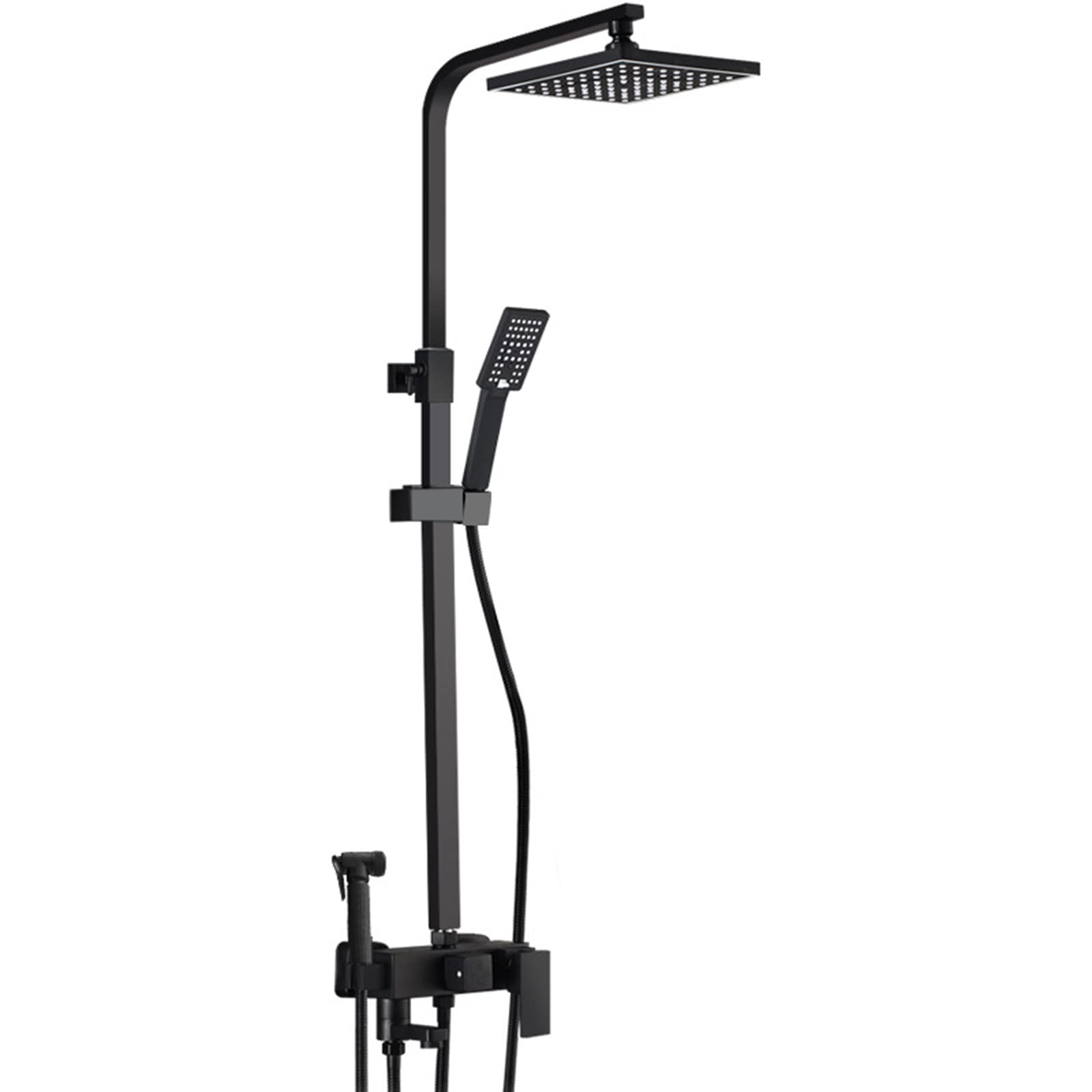 Ensemble de douche multifonction avec robinet et colonne effet pluie noire