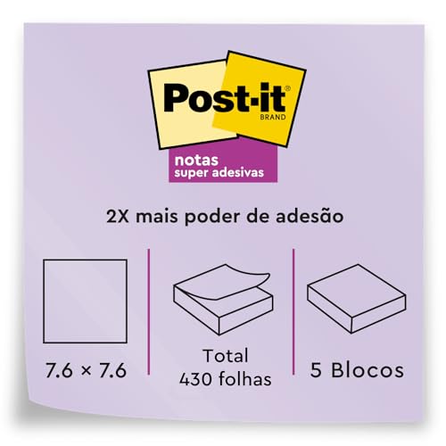 Post-it, 3M, Bloco de Notas Adesivas, Coleção Serenidade, 76x76, 430 folhas