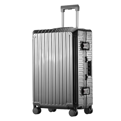 All Aluminum Magnesium Alloy Carry on Luggage with Wheels, Hard Shell All Metal Luggage Airline Approved Checked Carry on Suitcase, Hardside Suitcase Rolling Case for Business Travel (Black, 26 inch)