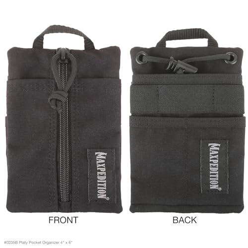 MAXPEDITION Platy Organizer kieszonkowy, trwała torba na narzędzia EDC dla mężczyzn, portfel na szyję ze smyczą Paracord, pomieści latarkę, narzędzie wielofunkcyjne, długopis, notatnik (czarny, 10 x