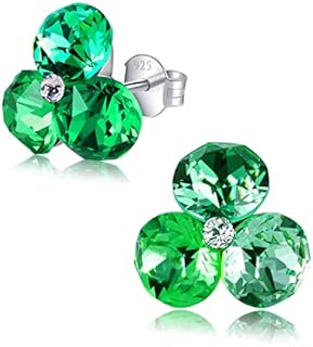 Chic Bijoux Stud Earrings for Women  Made with 4 Austrian Crystals and 925 Sterling Silver  Gift for Mum, Pink/Blue/Purple/Green/Clear