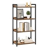 NUMENN Bookshelf, 4 Tier Bookshelves, Home Office Bookcase Shelf Storage Organizer, Free Standing Storage Shelving Unit for Bedroom, Living Room and Home Office, Vintage