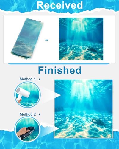 Image of Mindsoft 4 Pack Aquarium Background Polyester 11.8 x 11.8 Inch Cloth Fish Tank Background Undersea Corals Sunshines Rock Aquatic Plants Wallpaper with Double-Sided Tape