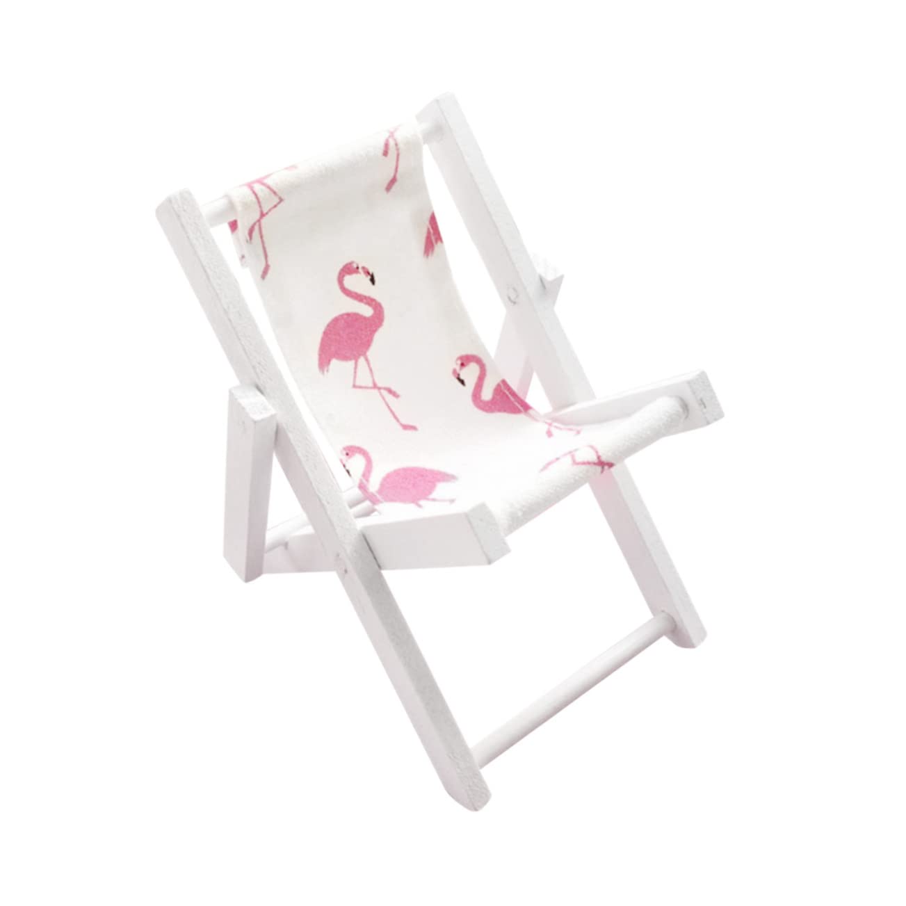 FOYTOKI Mini Wooden Beach Chair Model Toy Creative Phone Holder Adornment for Desk Decoration Flamingo Pattern