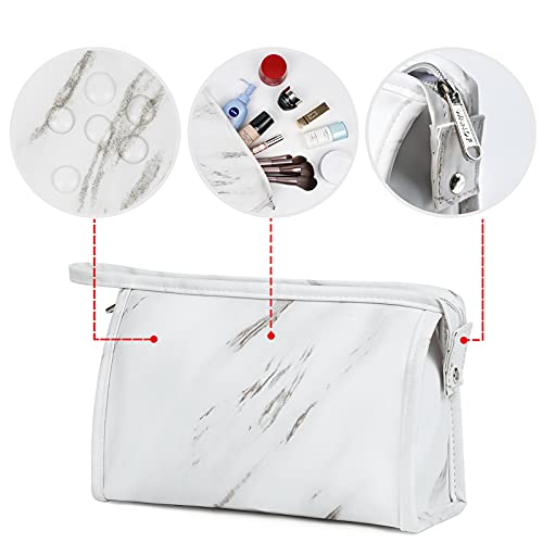 WANDF 3 Pieces Makeup Bag Toiletry Bag Portable Cosmetic Pouch Travel Organizer Water-resistant for Women (L - White… - Image 6