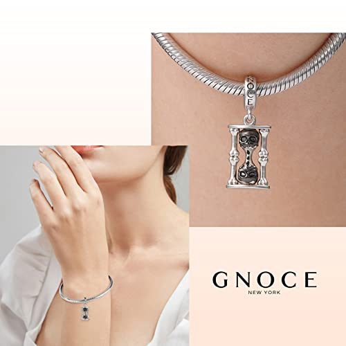 Image of GNOCE Skull Charm Bead Silver Pendant Dangle Charms fit Bracelet /Necklace Jewelry Gift for Women Men