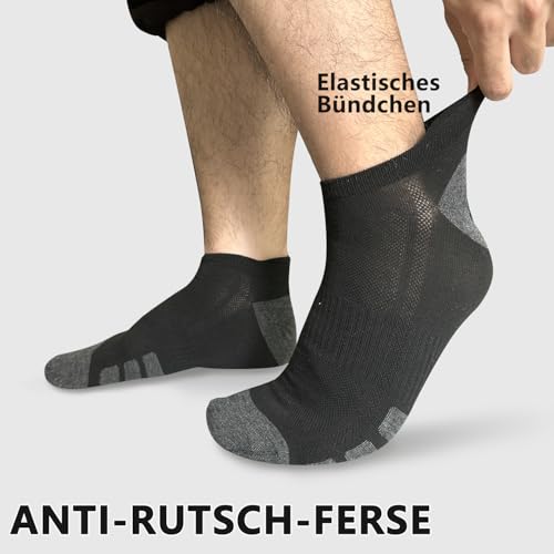 Chic Defend Sneaker Socken Herren 10 Paar Atmungsaktive Baumwolle Sportsocken Kurz Sommer Halbsocken Laufsocken Schwarz Weiß Grau 35-38 39-42 43-46 47-49, Schwarz, 43-46