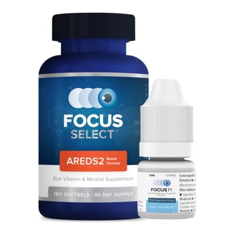 Focus Vision Supplements - Focus PI Post-Injection Eye Drops (10ml Bottle) & Focus Select AREDS2 Based Eye Vitamins (90-Day Supply) – Support Macular Health, Eye Vision Supplement Cover