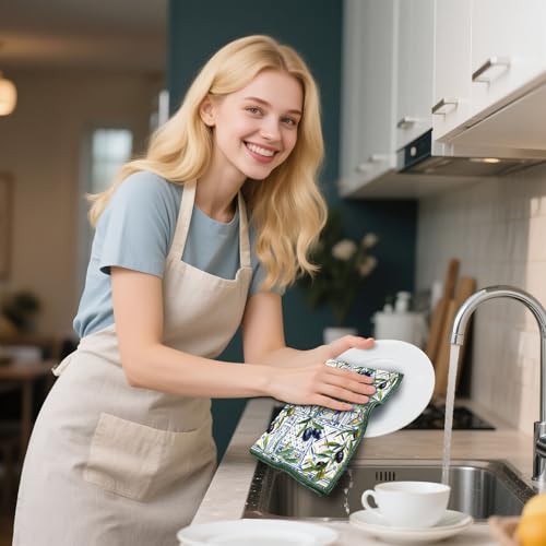 Spring Lemon Kitchen Towels for Drying Dishes,18"x26" Quick Dry Absorbent Microfiber Boho Hanging Hand Towels for Bathroom Drying Hands,Seasonal Summer Decorative Farmhouse Tea Towel Set of 2 — view 6