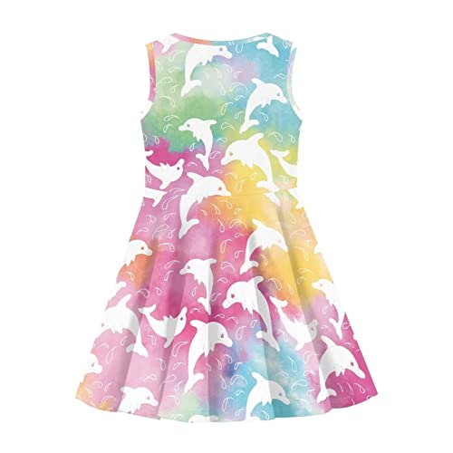 Casual High Waist Twirl Flowy Swing Sleeveless Dress Cute Girls Midi Skater Dress for 3-16 Years Old2