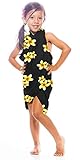 1 World Sarongs Girls Plumeria Half Sarong in Yellow/Black