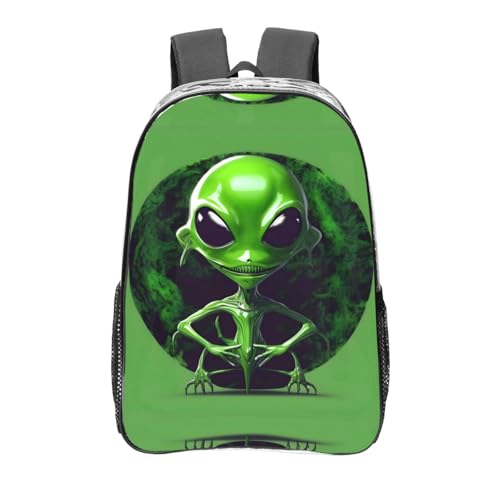 Imprimé extraterrestre sur sac à dos transparent noir à poches