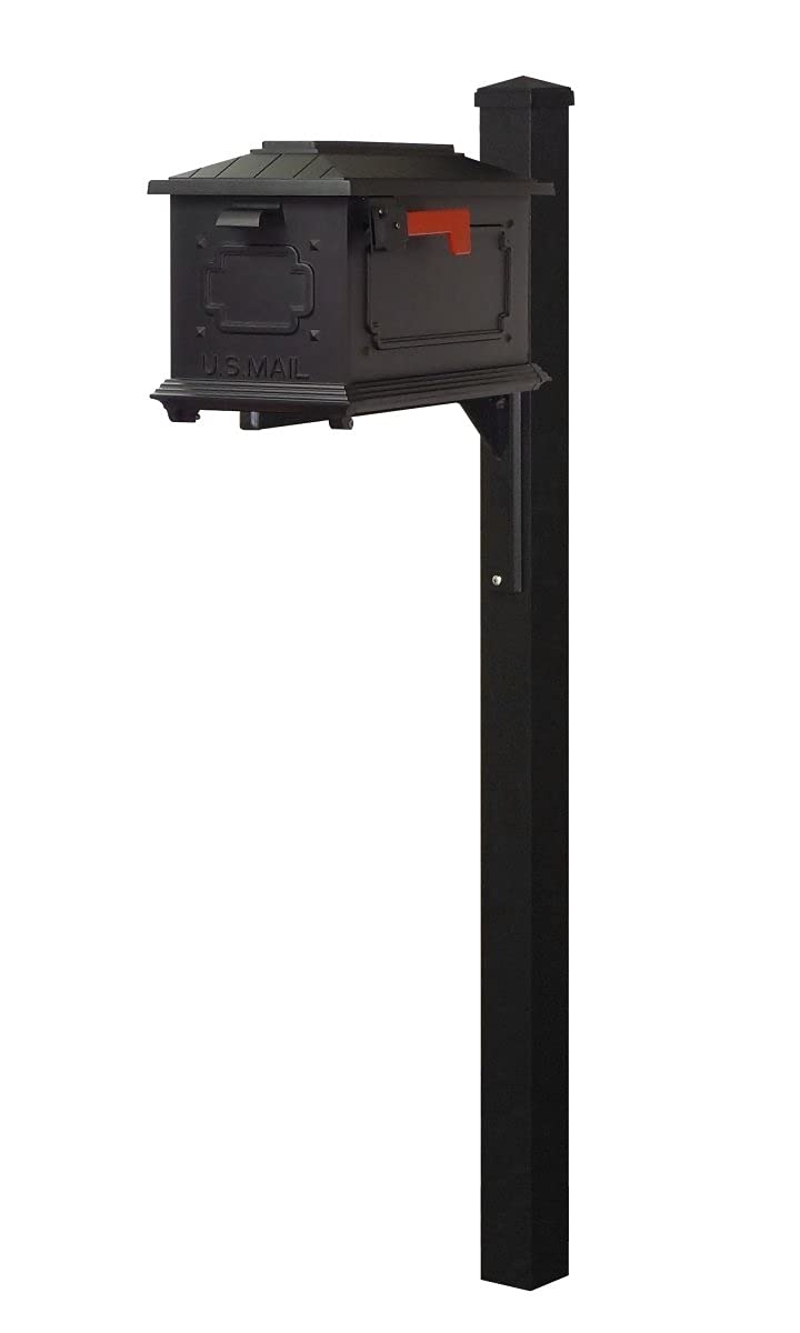 Special Lite Kingston Curbside Mailbox with Wellington Post - Black Aluminum Mailbox with Post - SCK1017_SPK720-BLK