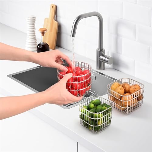 Frutero de acero inoxidable pequeño para organizar encimeras de cocina de forma moderna 5