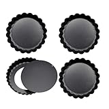 4 moldes para quiche de 4.7 pulgadas con fondo suelto extraíble, antiadherente, acanalado, para quiche, para hornear, pasteles, flanes, queso