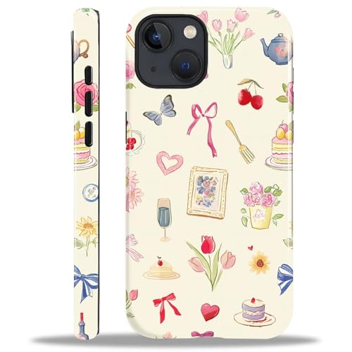 ilikediy for iPhone 15 Plus Case,HL2 Aesthetic Bow Preppy Collage Hybrid 2 Layer Hard Shell Silicone Protective Pattern Design Case