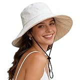 Sun Hats for Women Wide Brim Foldable Beach Hat UV UPF50+ Summer Sun Protection Bucket Hat for Outdoor, Gardening, Travel Beige