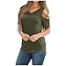 XUNN Camiseta de mujer de verano, sexy, de manga corta, con tirantes, hombros fríos, cuello en V, camiseta para mujer verde M