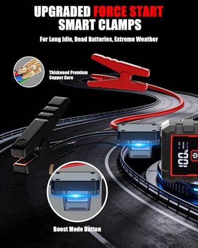 Jump Starter, 5000A Car Battery Booster Pack, Jump Box Battery Booster with 3 Modes Flashlight, 14 Protections Safety Jump Cables,3-in-1 Emergency Light and Golves - 5