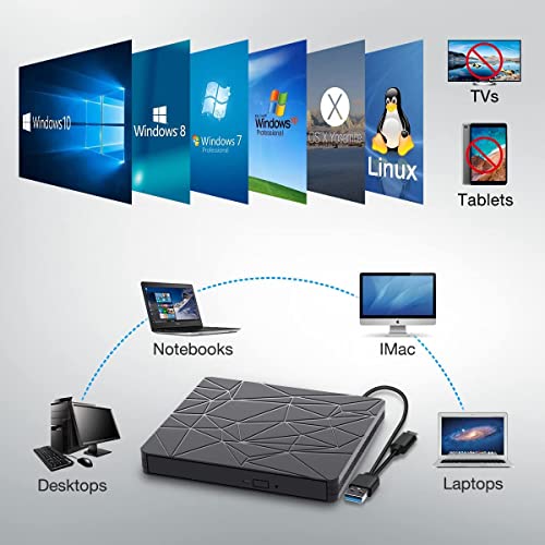 Unidad Externa CD DVD Tipo C y USB 3.0 Slim Portátil miniatura 3
