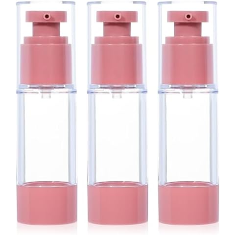 RONRONS 1oz 30ml Airless Pump Bottles, Refillable Leak Proof Travel Pump Bottle Toiletry Cosmetic Skincare Containers for Lotion Toner Gel Foundation (3 Pieces) Cover
