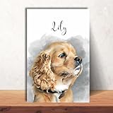LUCKYMEEE Custom Watercolor Dog Portrait Print Poster – Personalized Pet Wall Art with Name – Hand-Painted Style Memorial or Gift for Dog Lovers