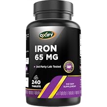Oxify Iron 65 mg | 240 Tablets | Gluten-Free, Non-GMO | Supplement Made in USA