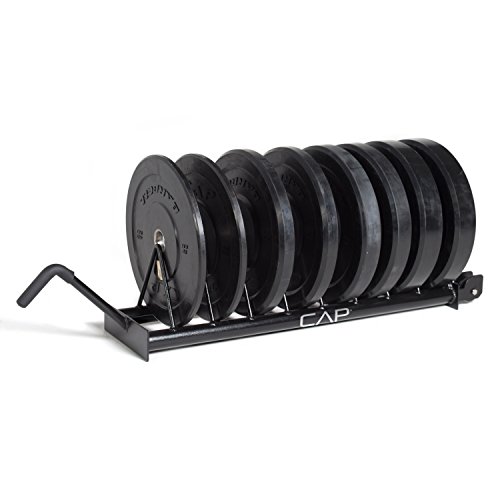 Cap barbell bumper plate set with horizontal bumper plate rack (2…
