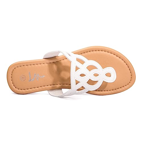 Image of LM Women's Thong Sandals T-Strap Sandals Slip On Flat Sandals Flip Flop Casual Summer Slide Sandals