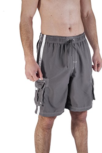 Mens Swim Trunk with Cargo Pockets X-Large, Charcoal