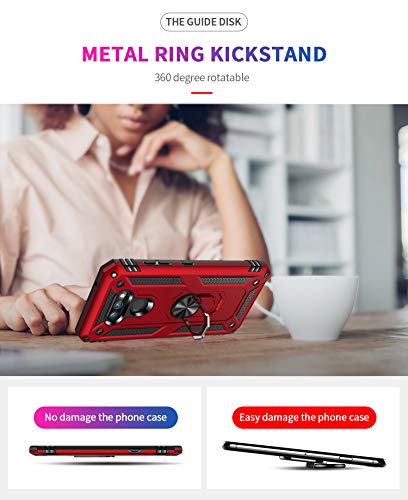 Pushimei Compatible For Lg Harmony 4/Xpression Plus 3/Premier Pro Plus/K41/K40S Case,Military Grade Armor Protection Phone Case Cover With Hd Screen Protector Magnetic Ring Kickstand (Red) #TOP5