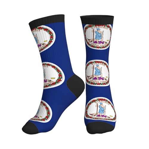 hgnbcsa Calcetines deportivos con estampado de la bandera de Virginia que absorben la humedad, para uso diario e informal