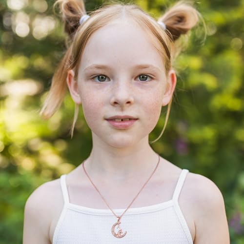 Unicorn Necklace Gifts for Girls - Colorful CZ Moon Pendant Initial Necklace for Girls Kids Jewelry Unicorn Necklaces for Little Girl Teens Birthday Gifts4