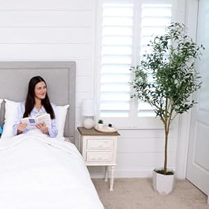 CQURE Faux Olive Tree 6ft, Fake Tall Olive Tree Artificial Plants with White Planter and Olive Branches Fruit for Home Bedroom Kitchen Room Decor Indoor CQURE Faux Olive Tree 6ft Fake Tall Olive Tree Artificial Plants with White Planter and Olive Branches Fruit for Home Bedroom Kitchen Room Decor Indoor