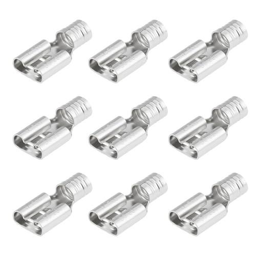 LT Easiyl 100Pcs Non-Insulated Female Quick Disconnect Terminal Connector 12-10 AWG .250" Blade for Automotive and Industrial Wiring