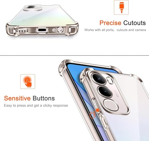 Image of Lustree Compatible with vivo Y300 5G Back Cover| Clear + TPU Case with 4 Corner Air Cushion Protection & Camera Protection | Slim& Stylus Cover for vivo Y300 5G