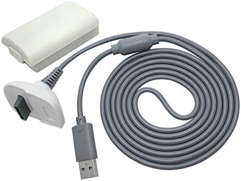 OSTENT 2 in 1 Charger Cable + Rechargeable Battery Pack Appropriate for Xbox 360 Wi-fi Controller Coloration White