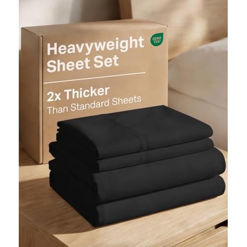 Extra Thick Heavyweight King 4 Piece Sheet Set - Premium Luxury - White | High End Super Luxury King Bed Set, Heavyweight Hotel Quality Sheets with Deep Pockets, Easy-Fit and Ultra-Soft, Bre