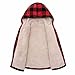 ThCreasa Plaid Flannel Shirts for Boys Fuzzy Sherpa Fleece Lined Button Down Warm Shirt Jacket with Hood Red/Black XL 14