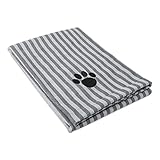 Bone Dry Pet Grooming Towel Collection Absorbent Microfiber X-Large, 41x23.5', Striped Gray