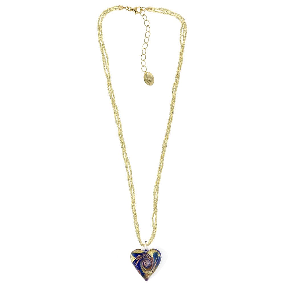 Venetiaurum - Damen-Halskette mit Herz aus Original-Muranoglas und Silber 925 - Schmuck “Made in Italy” zertifiziert.